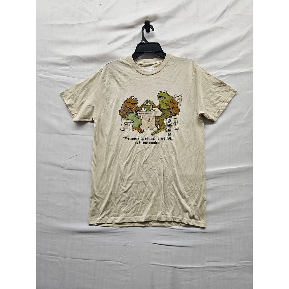 Frog and Toad Mens Graphic T-Shirt Tan Cotton Blend Casual Size Medium